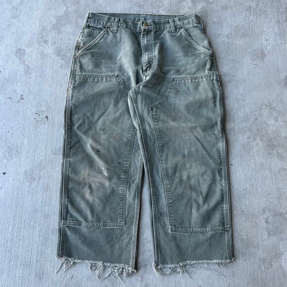 Vintage Y2K Carhartt green *CUT* double knee work wear carpenter pants